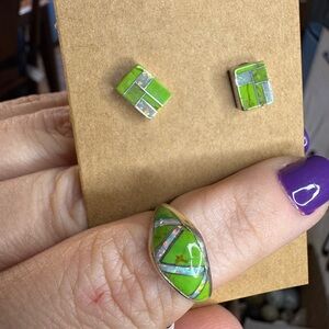 Navajo Shirley Martinez signed piece EARRING ONLY 925 Sterling Silver